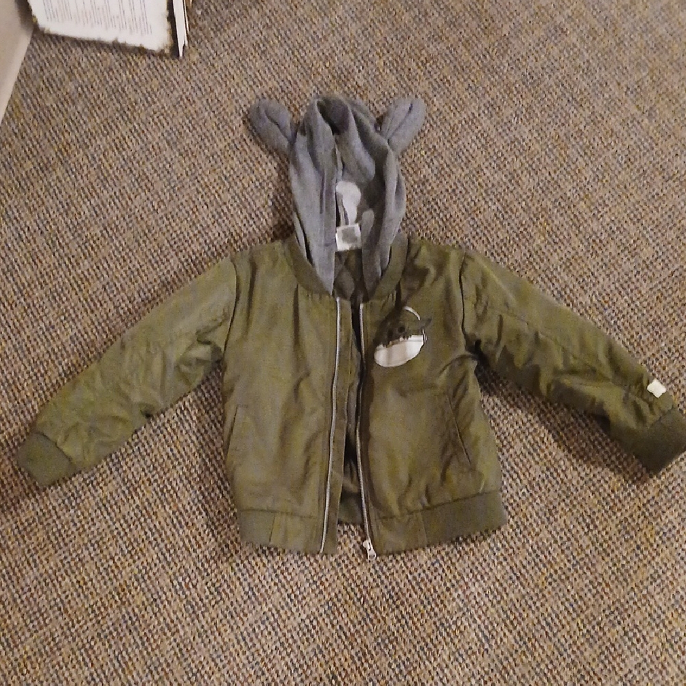 Kids Baby Yoda Green Jacket with Gray Hood and Ears